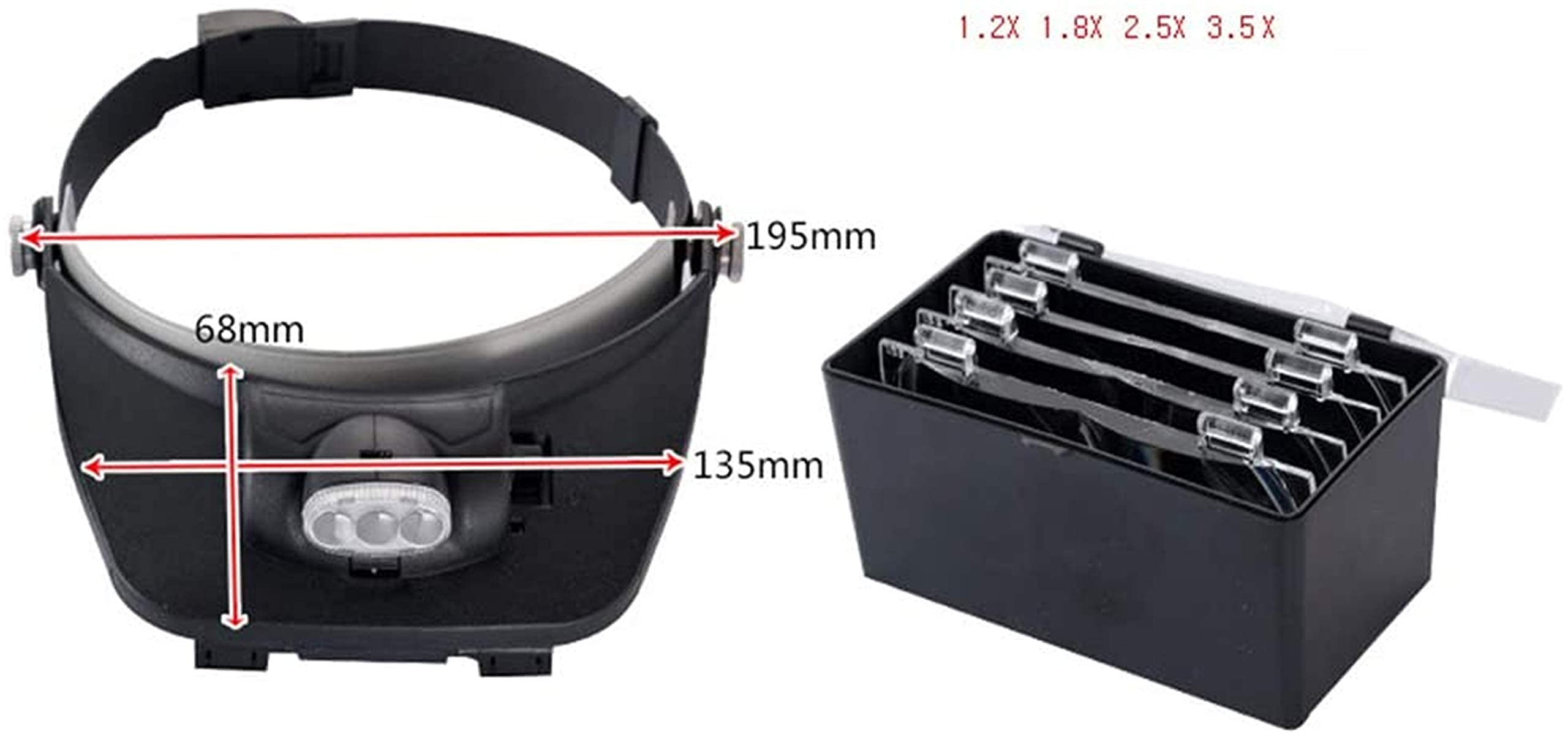 Lupa de diadema, lupa digital de mano, lupa de diadema reemplazable, lente HD, para hombre viejo, reparación de relojes de lectura con luz LED, lupa montada en la cabeza, lectura,