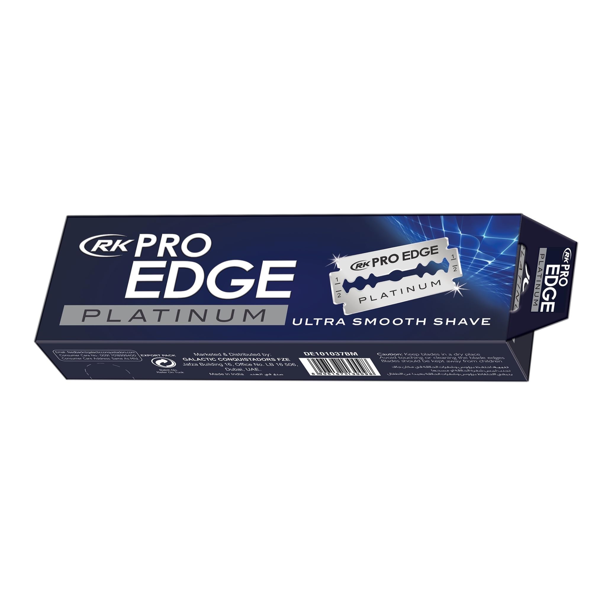 RK ProEdge Platinum Double Edge Razor Blades – Pack of 100 Stainless Steel Safety Razor Blades for Men, Barbers & Traditional Wet Shaving