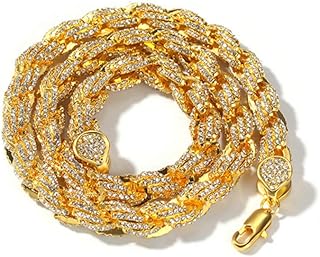 VAKTWPDLY 9MM Sparkling Rope Chain Necklace for Men - Durable Twisted Rope Chain 18K Gold Plated Chains Necklaces Hip Hop Jewelry, Perfect for Everyday Wear or Gifts, Trendy Urban Style