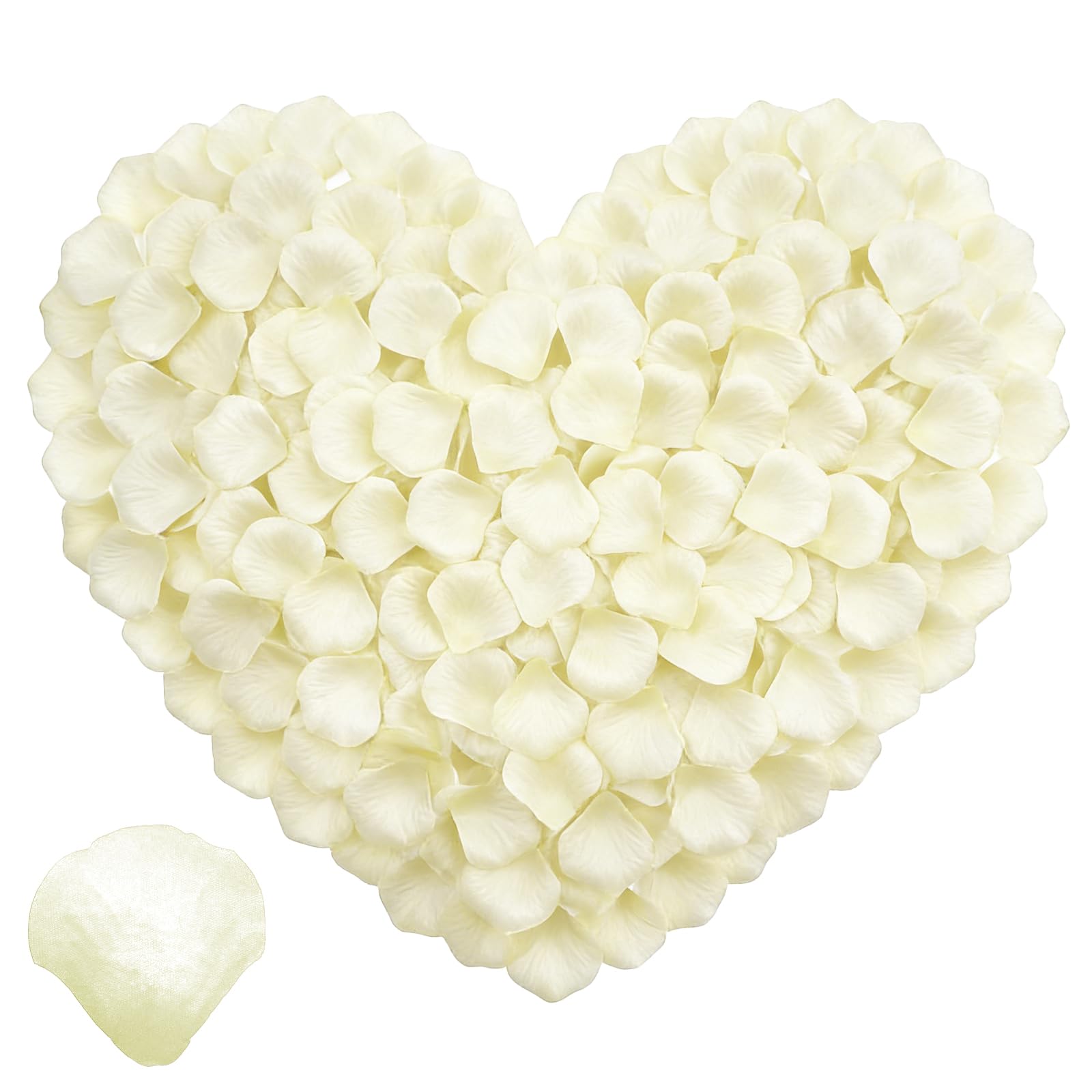 CNYMANY 2000 pcs Rose Petal, Milky White Artificial Flower Petal Fake Rose Petals for Romantic Night Anniversary Engagement Wedding Valentines Flower Decorations