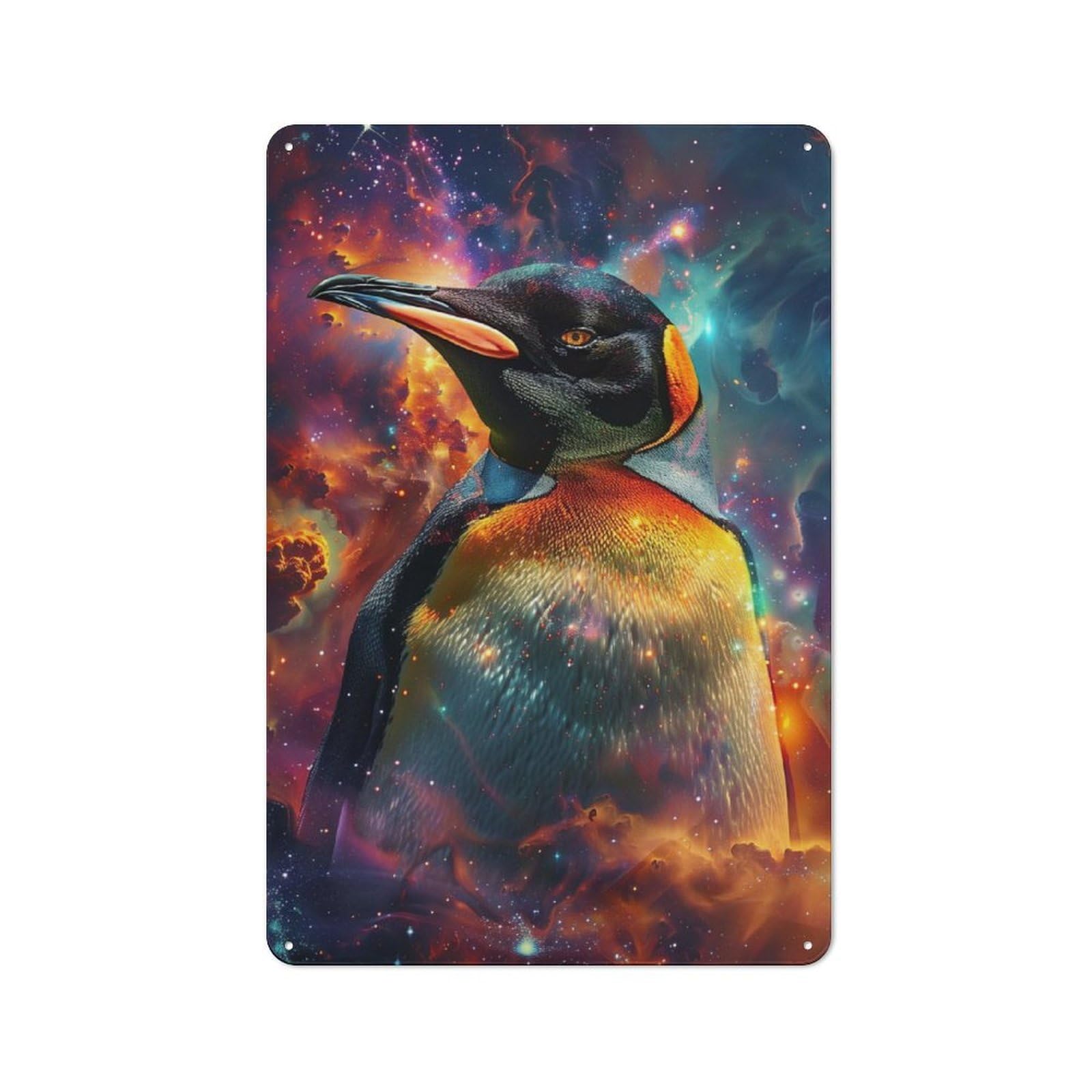 Junmoney Cosmic Penguin Magic Vintage-Inspired Tin Sign 30X20cm For Garage Or Workshop, For Garage, Workshop And Man Cave Decoration
