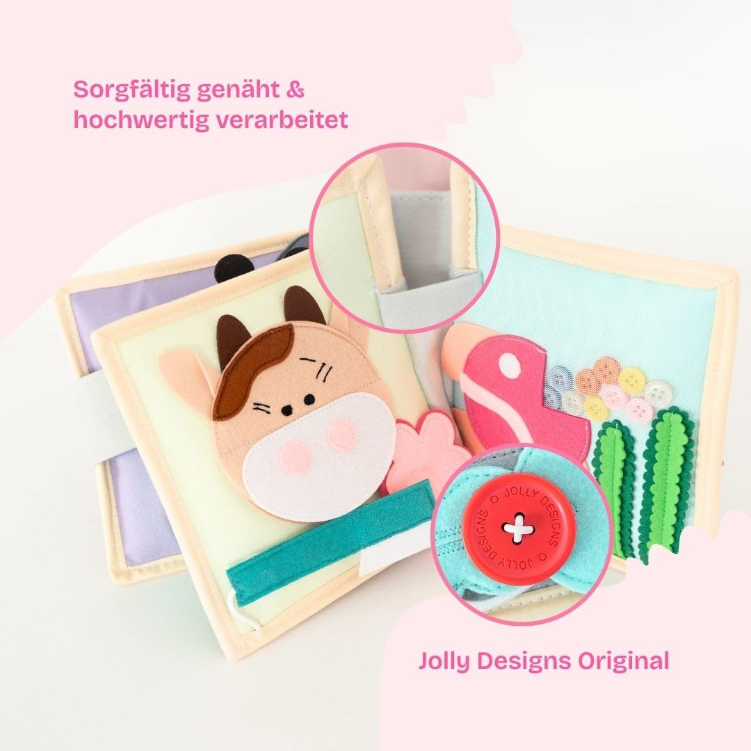 Jolly Designs – Mini Quiet Book Magischer Vogel – Montessori Spielzeug ab 18 Monaten – Motorik & Kreativität fördern – Busy Book aus Filz – Handgefertigtes Filzbuch – Perfekt für unterwegs & Reisen