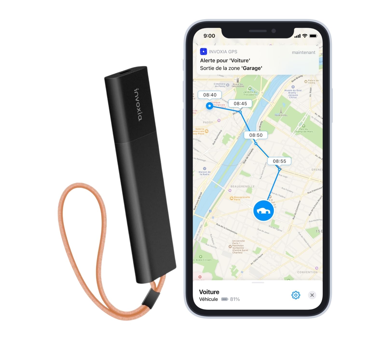 Invoxia GPS Tracker CLASSIC - Con abbonamento incluso - per auto, moto, biciclette, bambini - Avvisi di movimento e inclinazione - Durata della batteria fino a 6 mesi