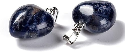 Miniatura 38 de Beadthoven - 10 dijes de piedra de corazón hinchado, piedras preciosas curativas para chakras, reiki, cuentas para hacer collares, joyas, día de San