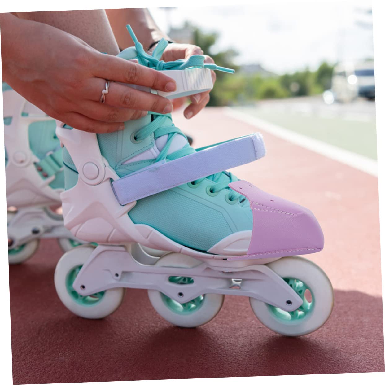 Kisangel Skate-Stiefel Skate-Helm Skate-ausrüstung Skate-zehenkappen Skate-socken Skating-socken Tuff-zehe Schützend Beschützer Knöchelstabilisator Schuhe Violett Leder