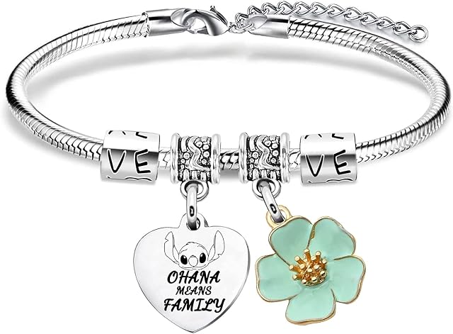 Ohana Bracelet Stitch Gifts For Girl Ohana Means Family Bangle For Women Stitch Fans Gifts Family Member Gifts Birthday Gifts For Daughter Friendship Gifts Jewellery Stitch Bracelet