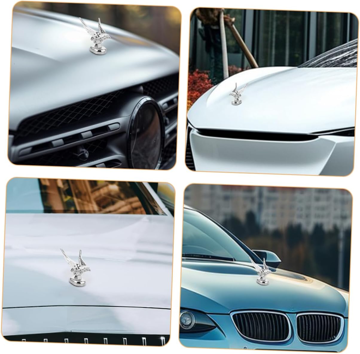 Mobestech 2pcs Eagle Car Hood Ornament Unique Metal Decoration for Trucks and Cars Stylish Fit Easy to Install Lifelike Design for Enhanced Exterior Appeal