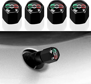 4 x Car Tyre Valve Caps Compatible with Fiat 500 500e 500c 500L 500x Styling Accessories (J)