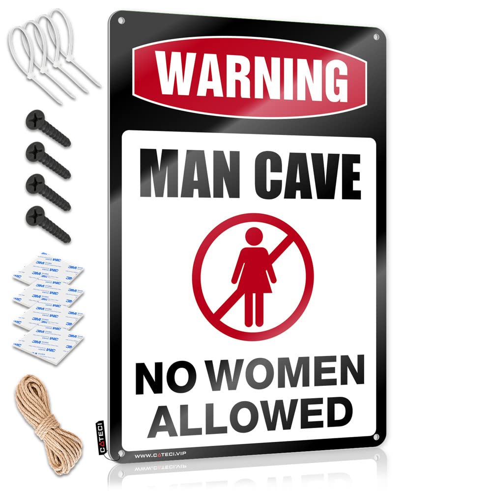 Metal Signs Vintage Funny Warning Man Cave No Women Allowed Sign Pool Signs And Decor Outdoor Beer Decor(30X40CM)