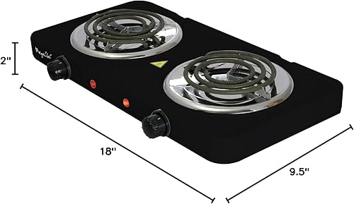 Miniatura 5 de MegaChef Eléctrica Fácilmente Portátil Ultra Ligero Doble Coil Quemador Cocina Cocina Buffet Gama en Negro Mate
