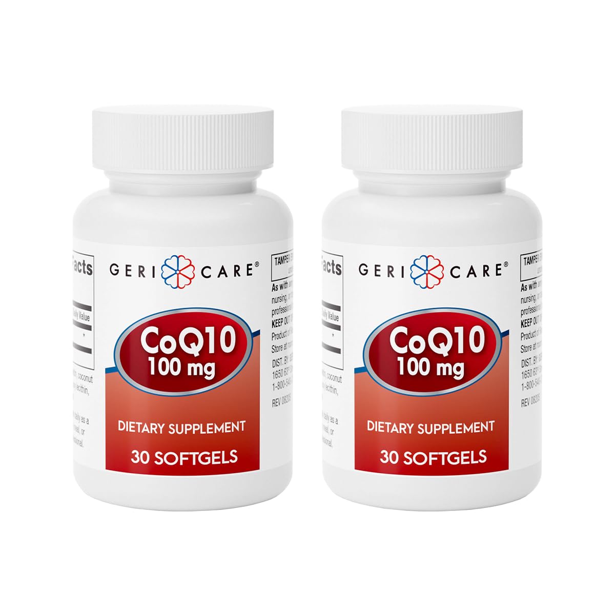 GeriCare CoQ10 100mg Softgels - High Absorption Co Q 10 Supplement - Easy to Swallow Q10 Coenzyme for Men, Women, and Elderly - 1 Month Supply, 30 Count - Travel Friendly (Pack of 2) 30 Count (Pack of 2)