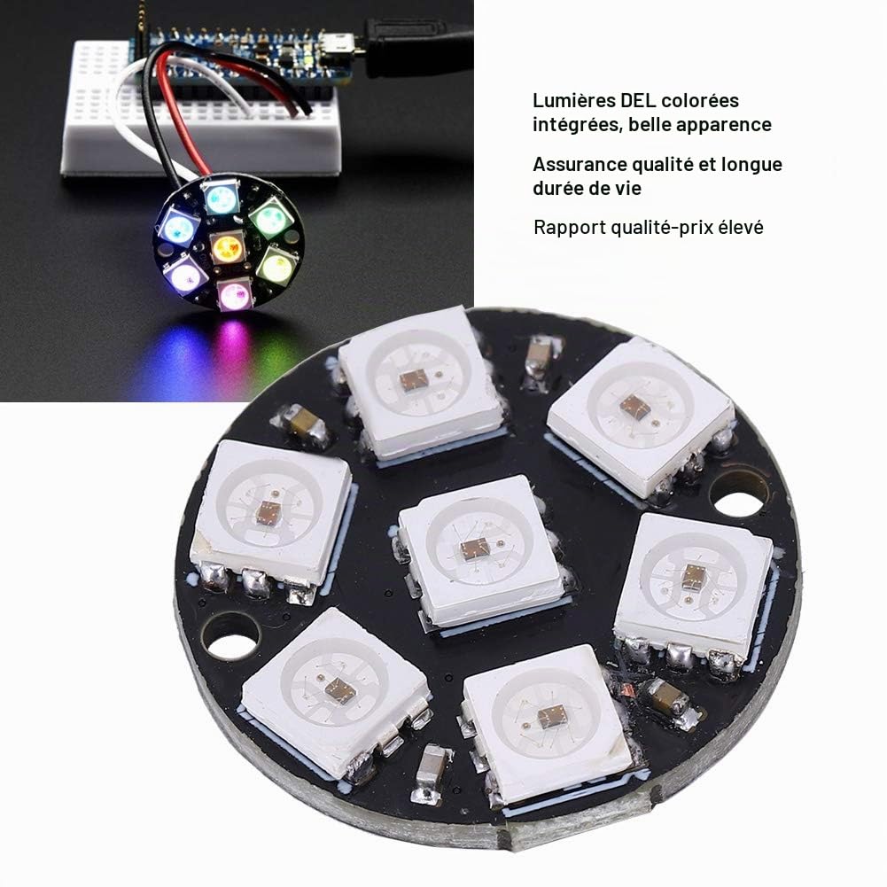 10 Pièces Pilote de LED, Lumière de Couleur Ronde Intégrée Ws2812b Anneau 5050 WS2812 Carte de Développement 7 Bits Cjmcu Bit WS2812 RGB