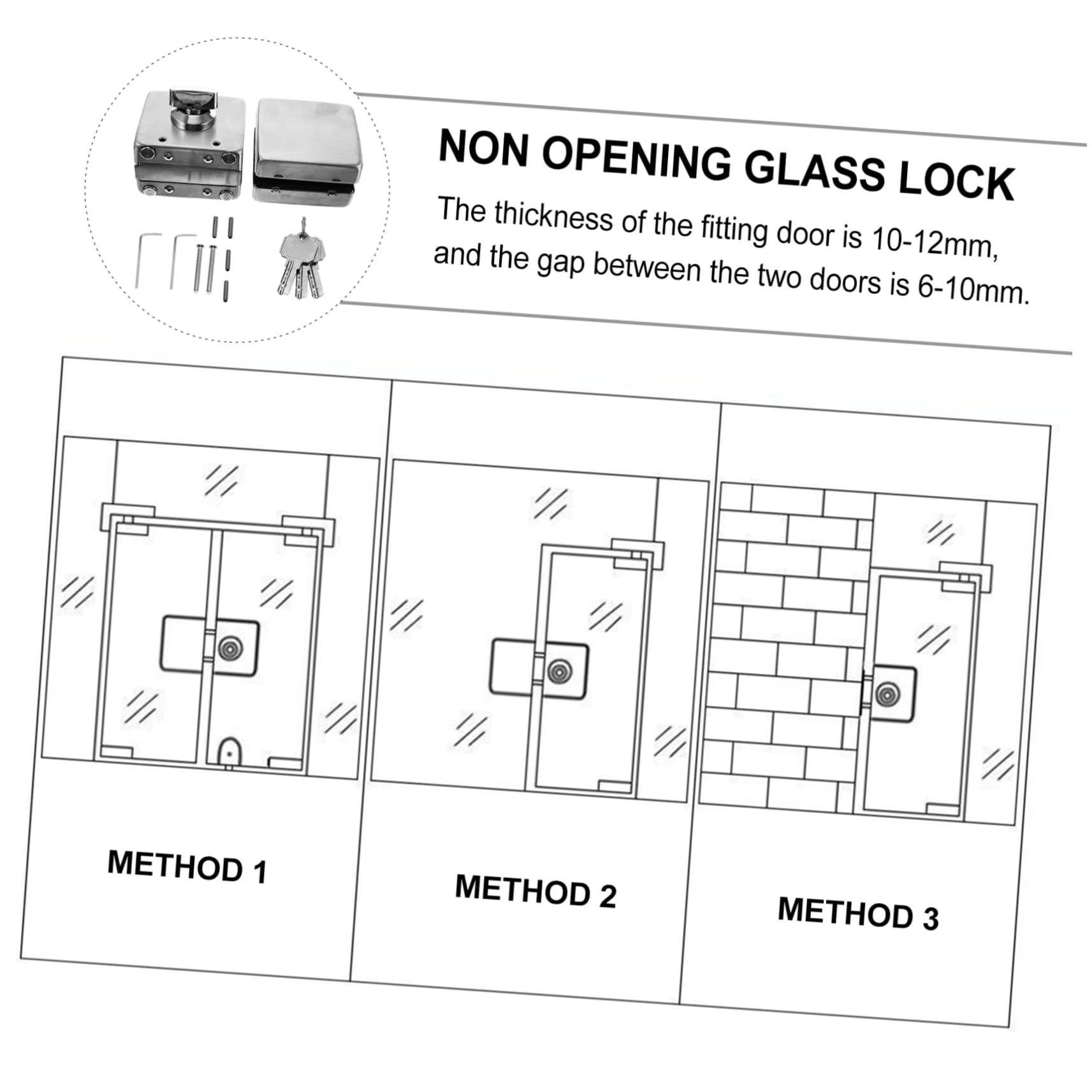 DOITOOL Verrouillage Porte Verre Sans Cadre Loquet Acier Inoxydable Avec Finition Brossée Serrure De Portail Facile à Installer