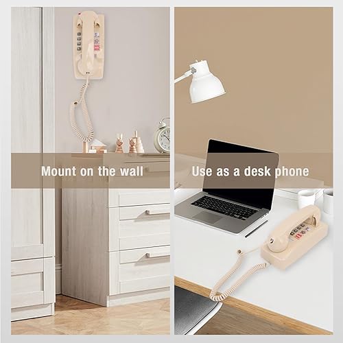 Miniatura 5 de Retro Wall Phone, Easy to Use SOS Call Speed Dial Function with 3 Groups Preset Numbers and 3 Levels Volume Adjustment, for Home Desk Hotel School