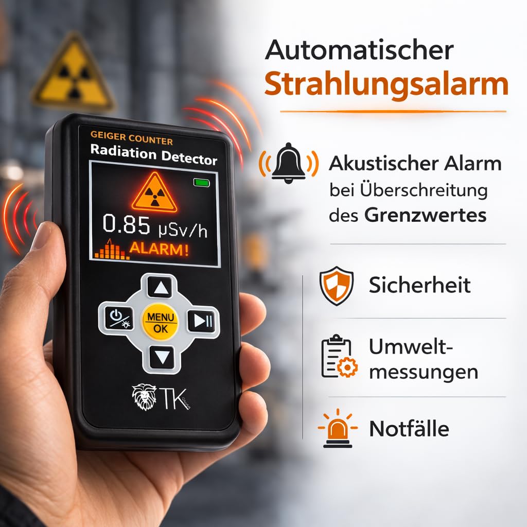 Geigerzähler - Dosimeter - Strahlenmessgerät - Strahlungsmessgerät Geiger Counter zur Messung μSv/H von Radioaktiver Strahlung mit deutscher Anleitung -