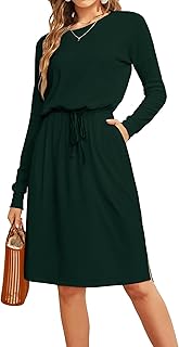 Womens Summer Hide Belly Knee Length Travel Dress Pocket 2025 Spring Short Sleeve Midi Work Casual Teacher Outfits