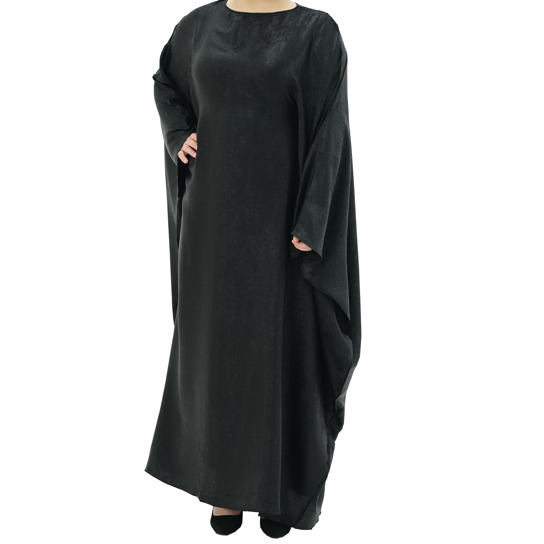 Photo 1 of Prlemend Women Prayer Abaya Dubai Bat Sleeve Dress Islamic Printed Long Robe with Belt