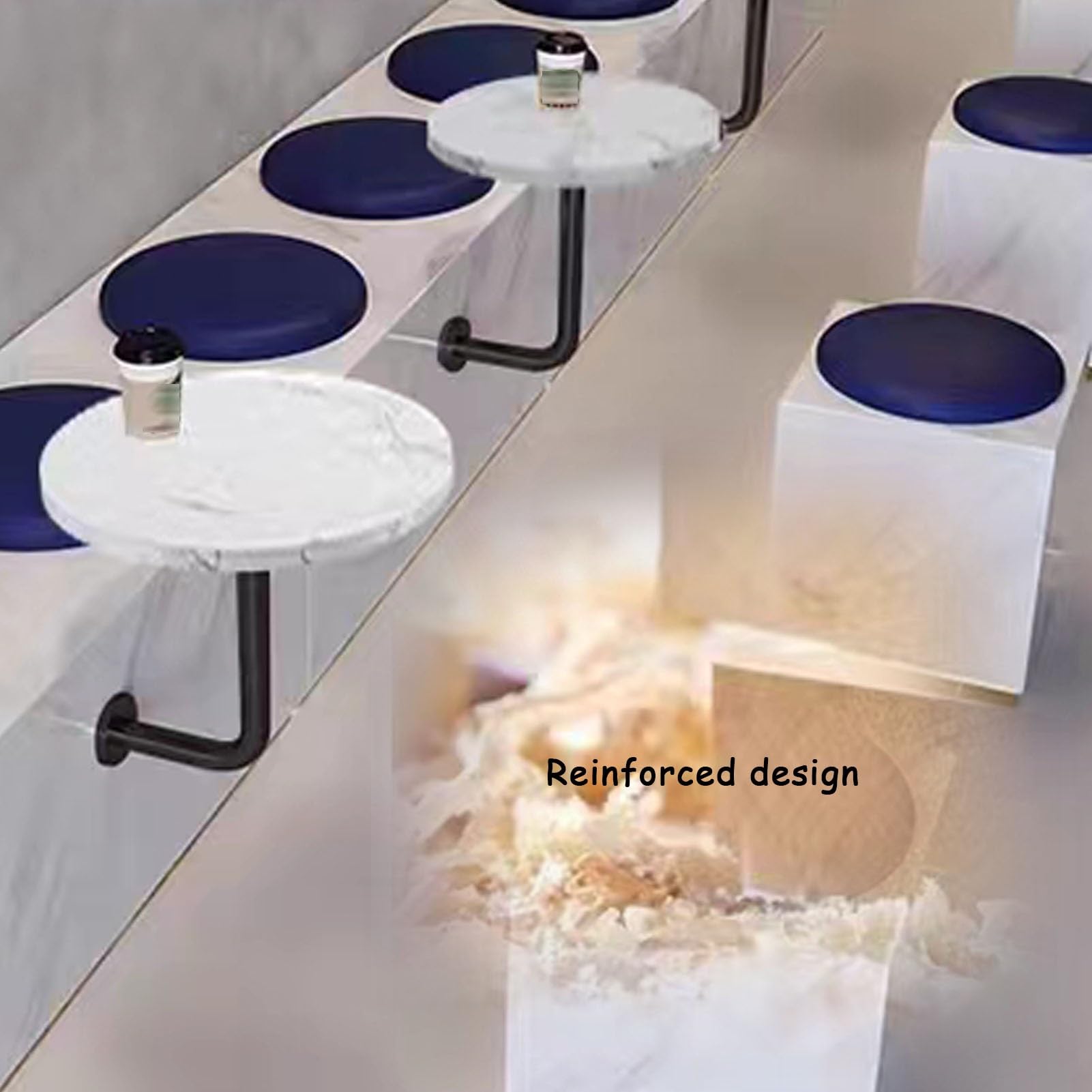 Stolik Kawowy W Kształcie Litery L Do Bistro Pubu Z Drewnianym Blatem I Metalowym Wspornikiem, Prosty, Okrągły Stolik Jadalny Montowany Na Ścianie Do Restauracji, Kawiarni(Style 1,40x45cm)