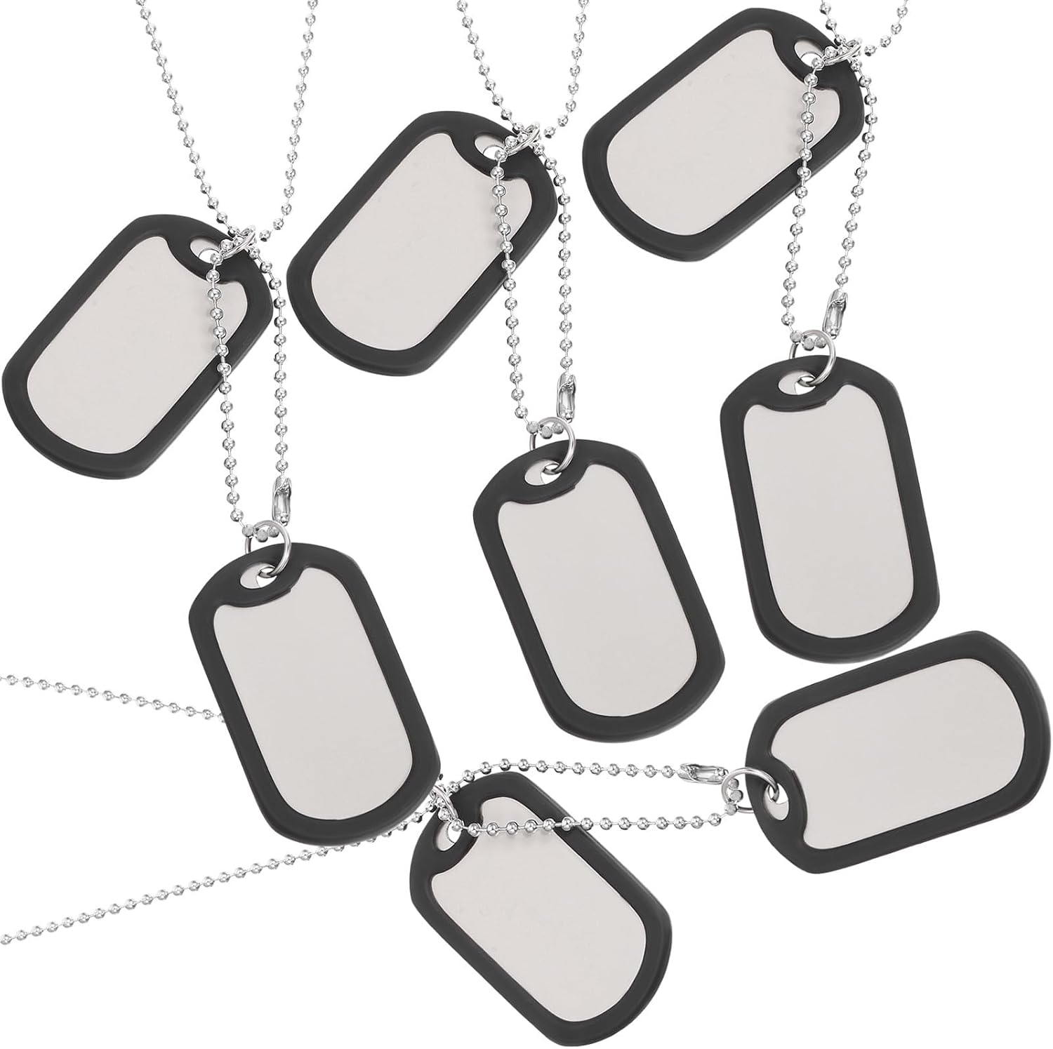 NUOBESTY 4 Pcs Dog Tag Chains Ball Bead Alloy Links with Silencers for Pet Id Tags and Cat Pendant Necklaces in Matte Finish, Suitable for Pet Collar Accessories