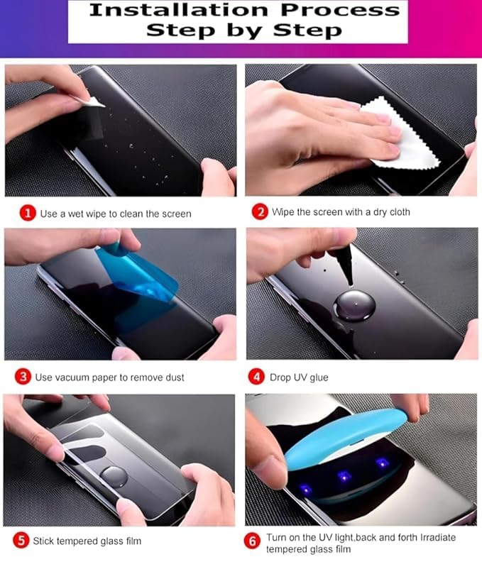 Image of {PACK OF 1) Premium Original UV Curved Full Screen Protector Tempered Glass For Realme P1 Pro With 3D Curved Full Screen Coverage And Installation Kit and Easy Installation Kit