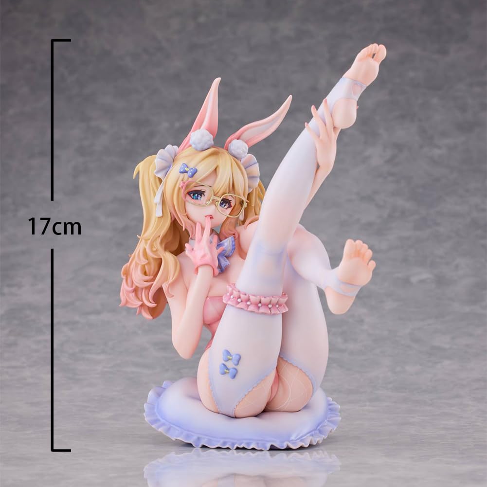 Zhongkaihua Figura ilustrativa de anime, conejita, figura de acción, pintura original, chica de belleza con gafas, modelo sentado, estatua, 17 cm, colección de decoración de PVC
