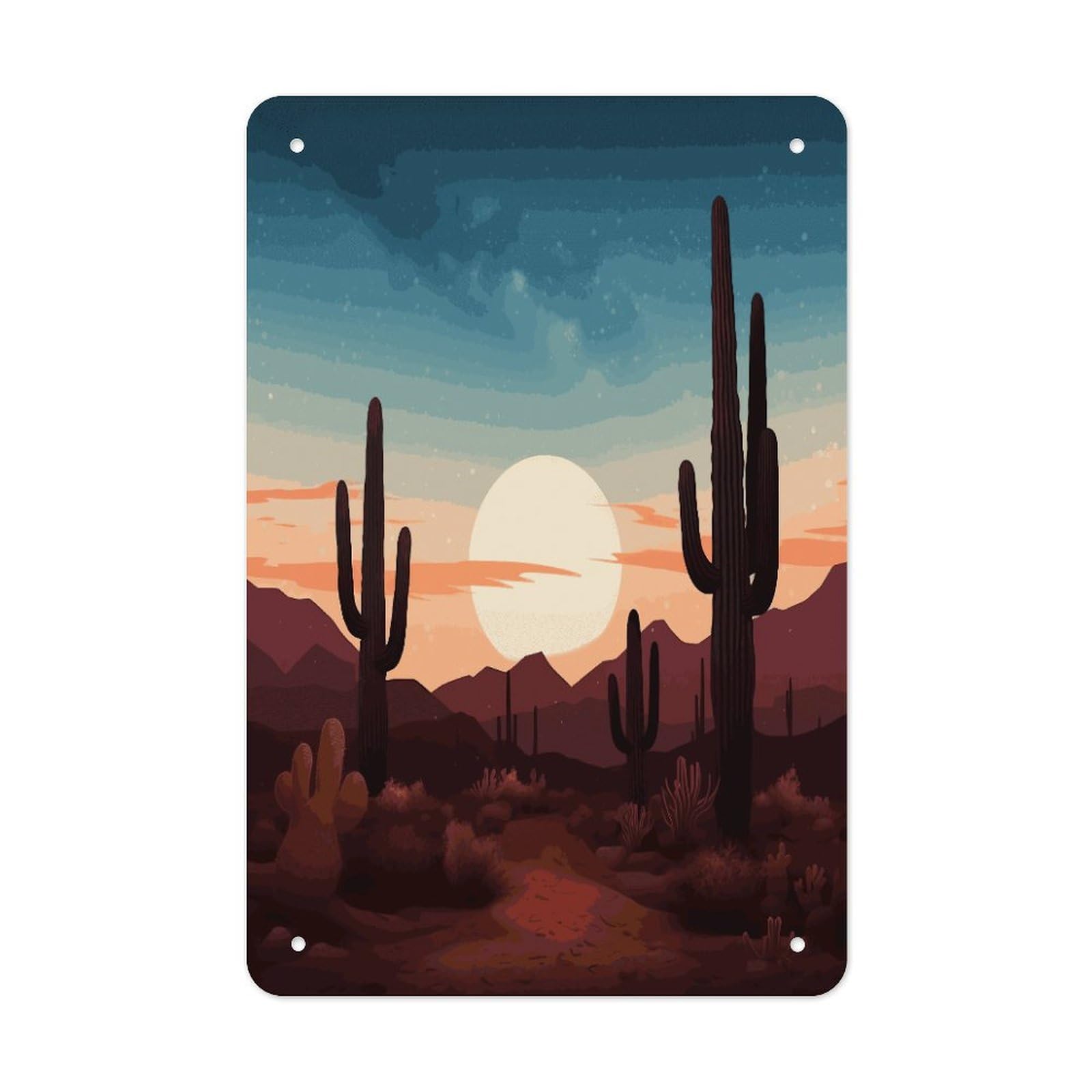 VstaDank Desert With Cactus Metal Tin Signs Personalized Wall Art Prints Decoration Art Poster Funny Vintage Tin Sign Iron Sheet Painting Metal Signboard Decor Painting for Wall Decor