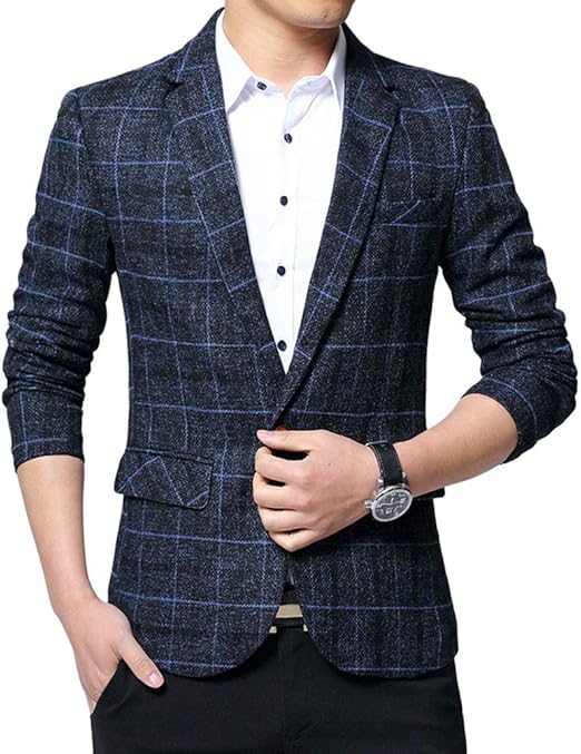 Blazer Uomo Un Bottone Ricamato - Elegante, Slim Fit, Per Business E Matrimoni