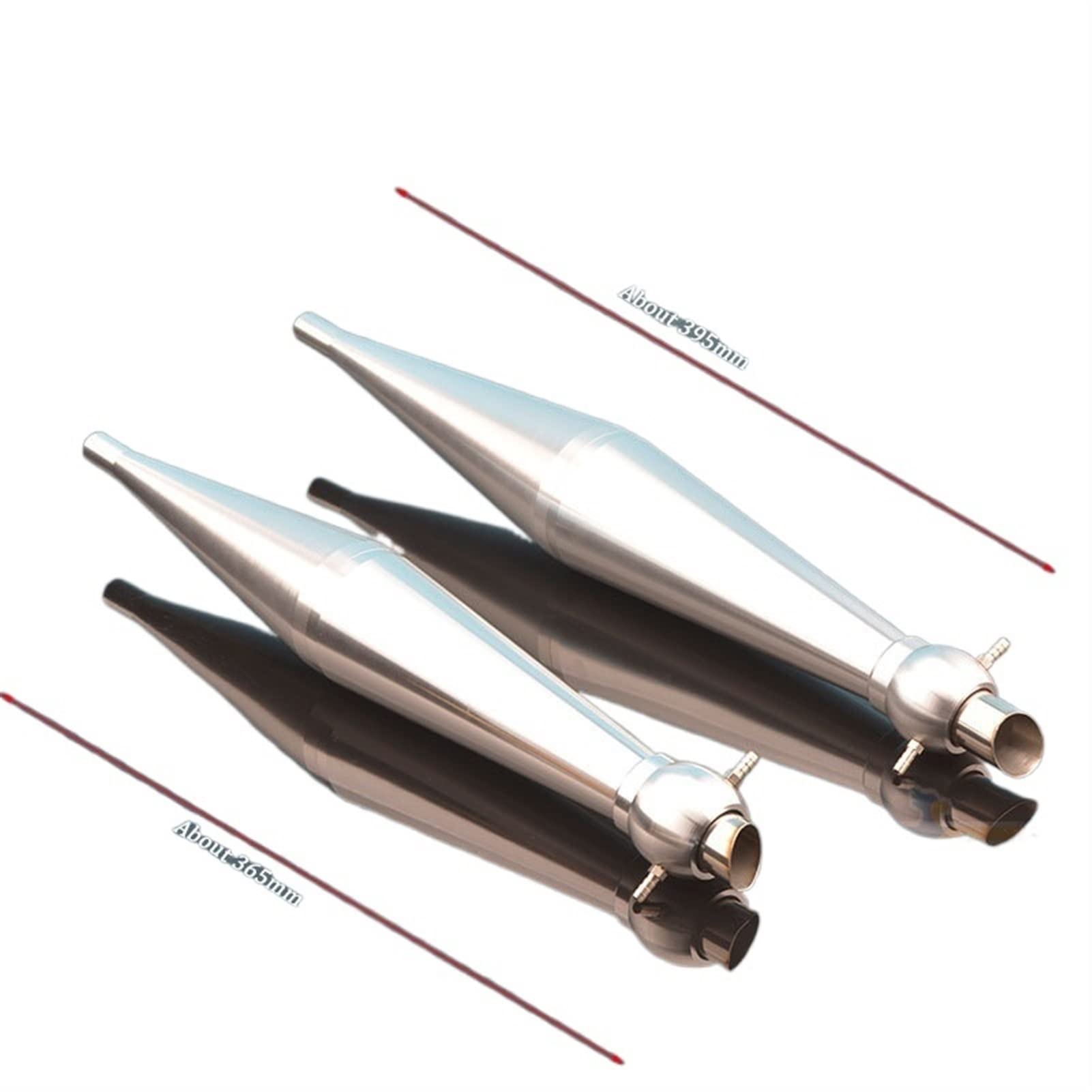 DingMotuo CNC Aluminum Alloy Mufflered Pipe Length About L365mm /L395mm For 23-30cc Gas Marine Engine For Rc Boat