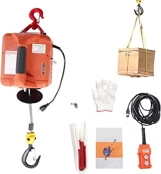 1100Lbs Electric Hoist 110V Electric Winch, Crane Lift Ceiling Pulley Winch with Wire Remote Control, Zinc-Plated Steel Wire Hoist for Factories, Warehouses, Construction, Building