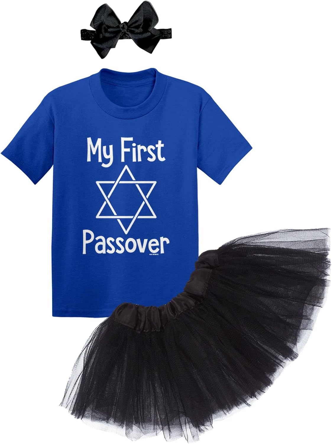 My First Passover - Jewish Hebrew Holiday Baby Bodysuit + Tutu Skirt + Bow Headband Set