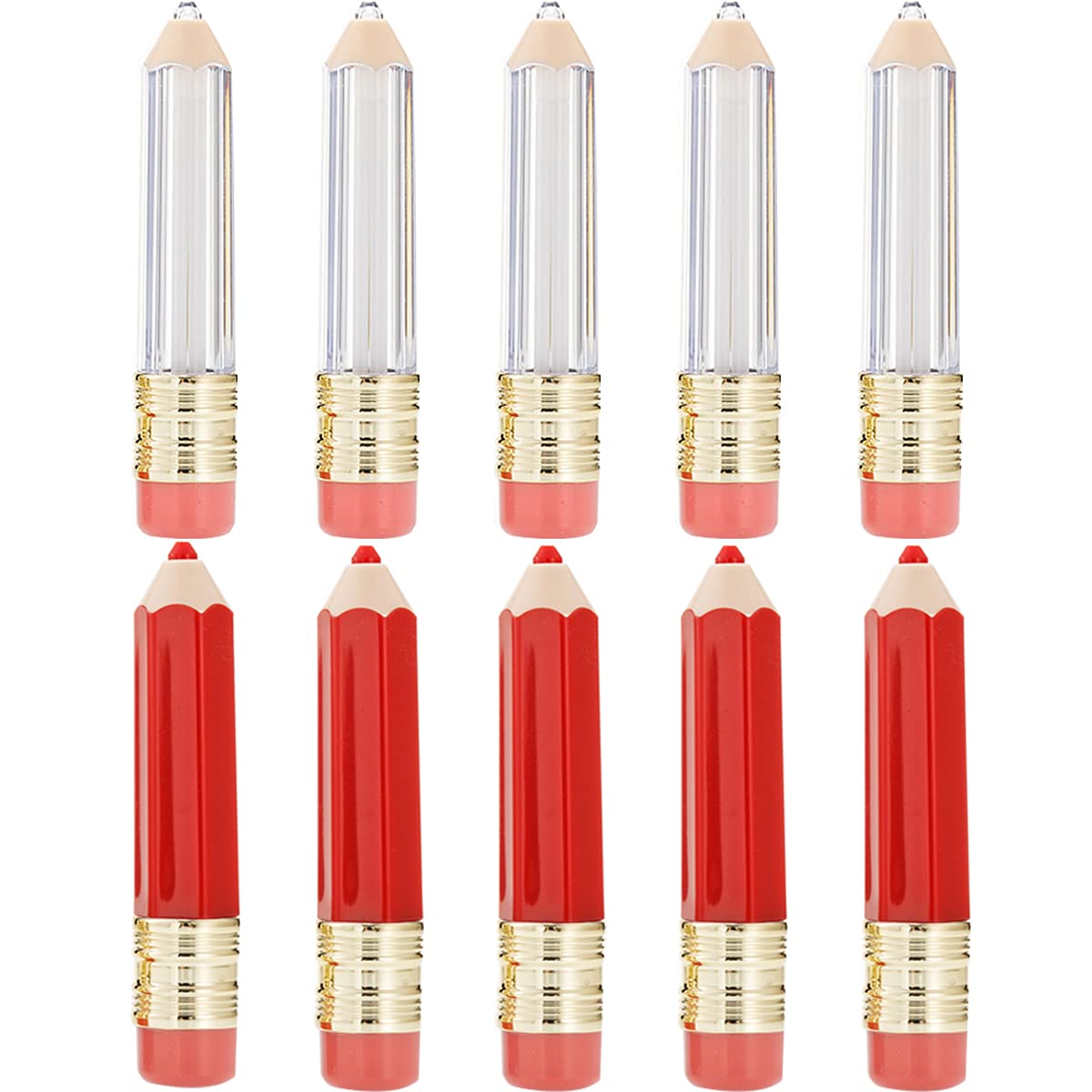 FZBNSRKO 10 Pcs Pencil Shaped Empty Lip Gloss Tubes Containers Gloss Tubes Containers,Clear Mini Refillable Lip Oil Bottles(mixed color,5ml)