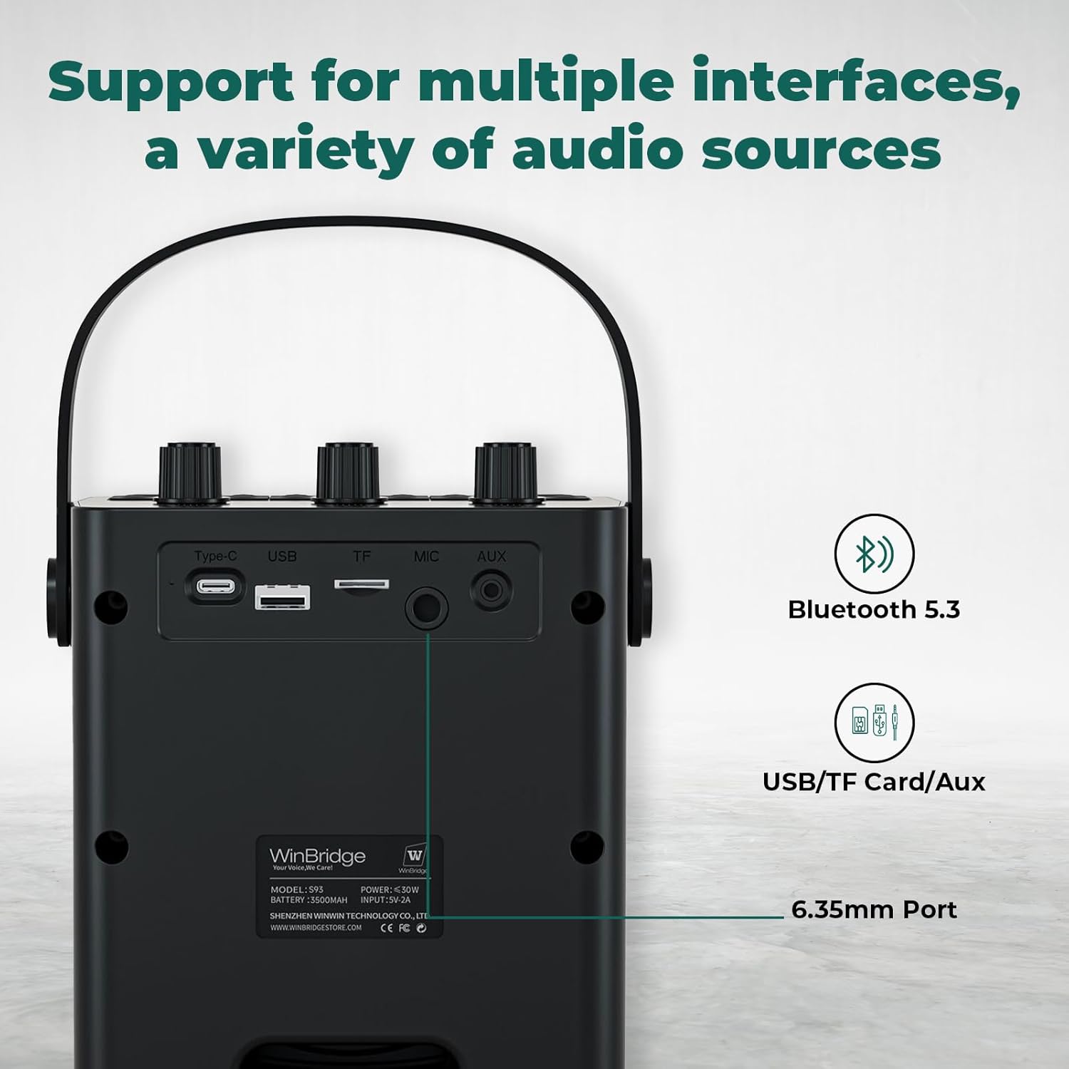 30W Wireless Voice Amplifier with Headset Microphone, Portable Bluetooth 5.3 PA System for Teachers, Personal Rechargeable Megaphone with Speaker for Teaching and Speaking in Classrooms s93