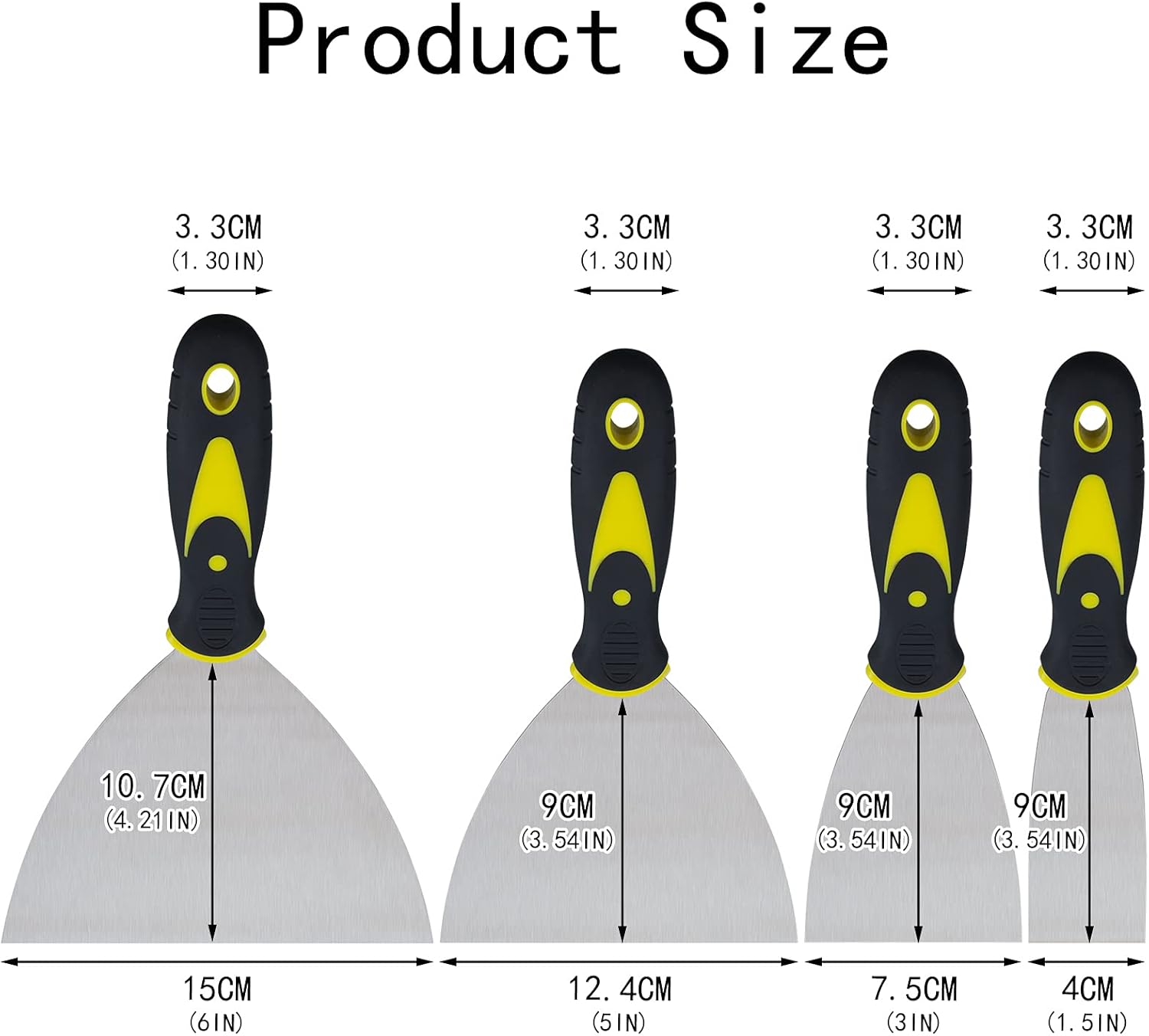 Pinenuts 4Pcs Wallpaper Scrapers Set, Putty Knife Scrapers Metal