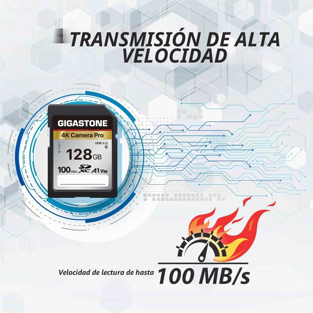 Gigastone - Tarjeta de Memoria SDXC de 128 GB, 4K Cámara Pro Serie. Compatible con cámara Canon Nikon Sony Videocámara, A1 V30 UHS-I Clase 10 para 4K UHD