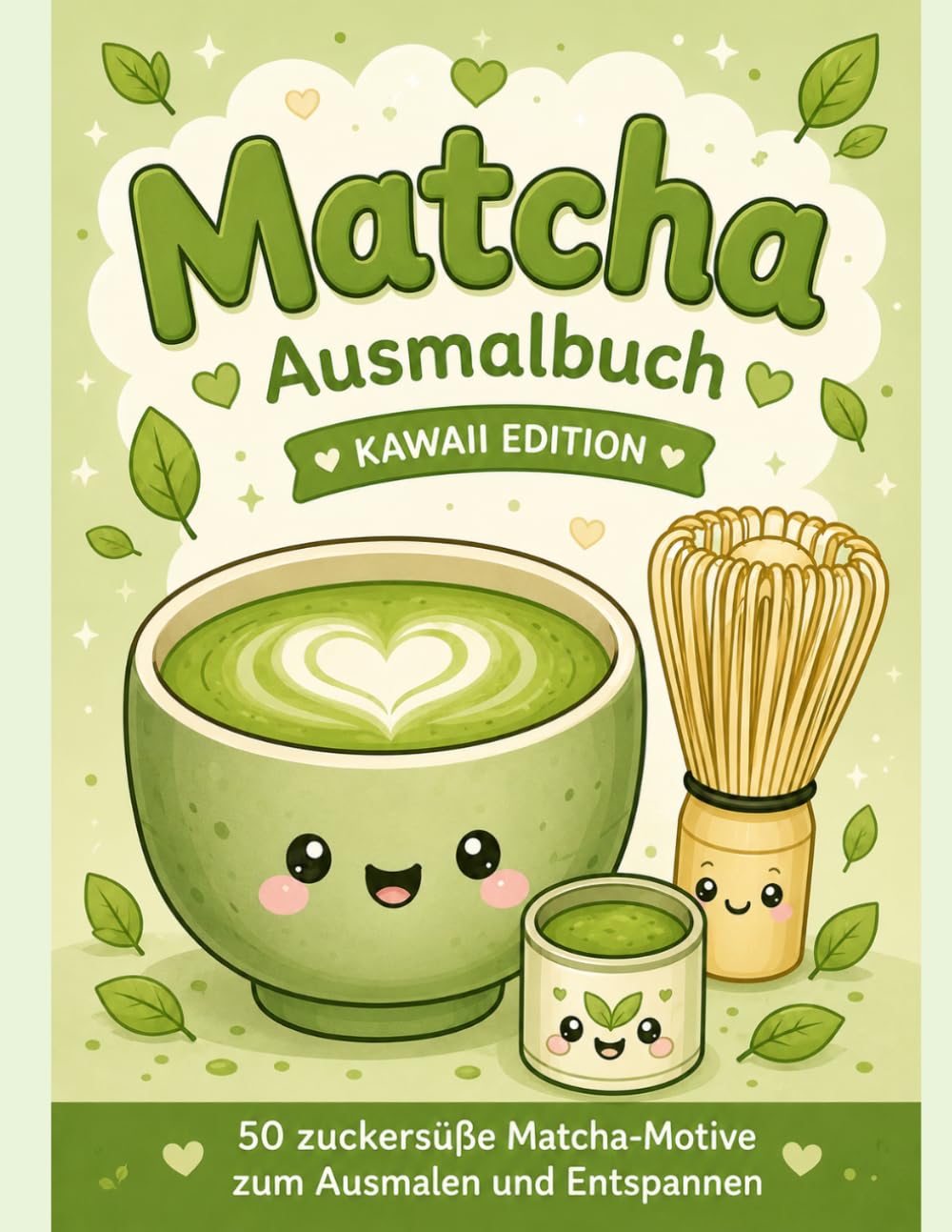 Matcha Ausmalbuch: 50 zuckersüße Matcha-Motive zum Ausmalen und Entspannen