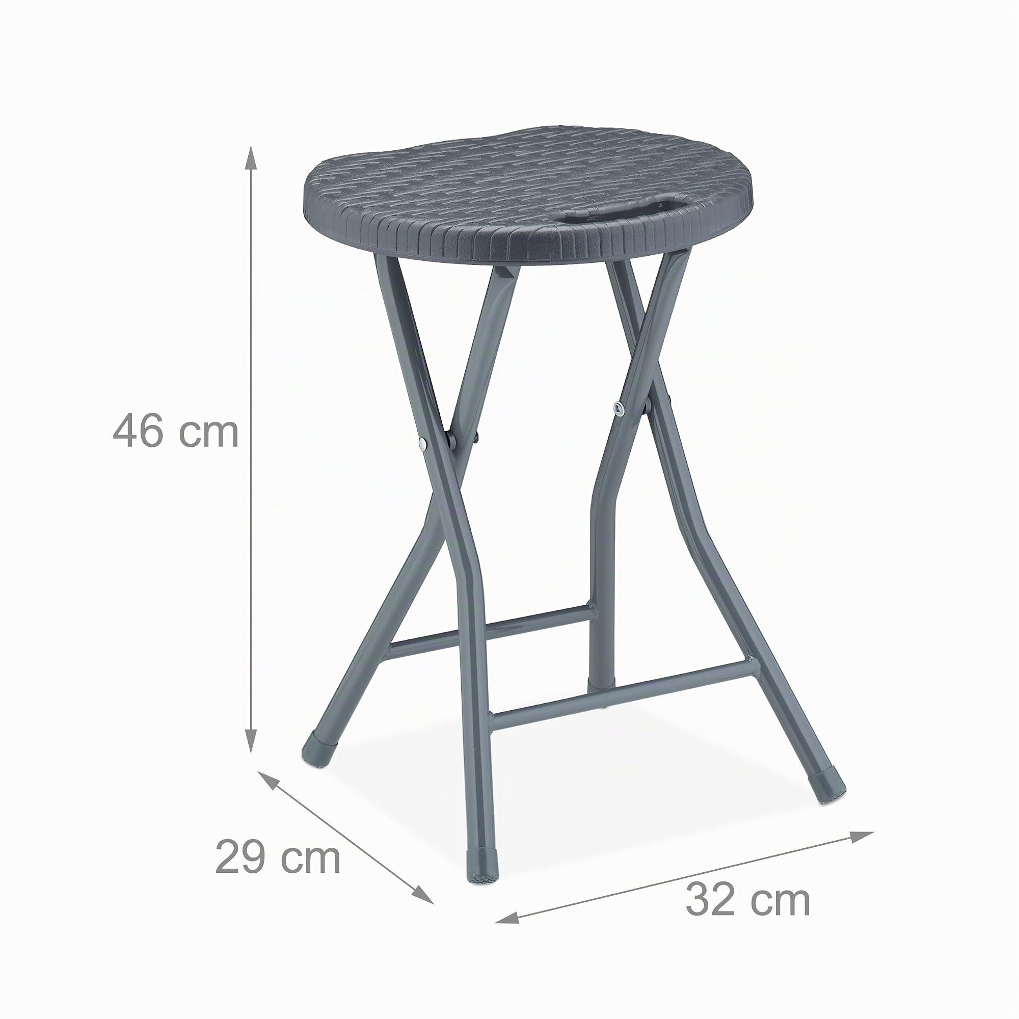 Relaxdays Tabouret Pliant, Lot de 2, Aspect rotin, Jardin et Balcon, Repose-Pieds extérieur, HxLxP : 46x32x29 cm, Gris