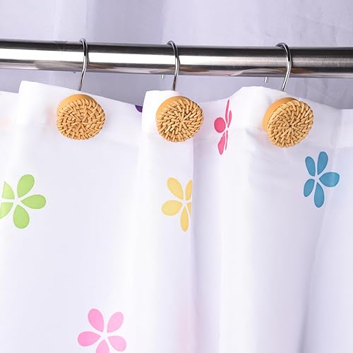 Miniatura 2 de Ganchos para cortina de ducha, anillos de metal inoxidable de doble cara para cortina de ducha de baño, forro y barra, juego de 12 ganchos (bronce