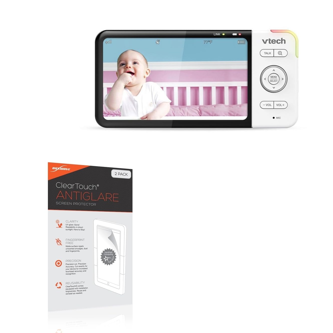 BoxWave Screen Protector Compatible with VTech RM5764HD - ClearTouch Anti-Glare (2-Pack), Anti-Fingerprint Matte Film Skin