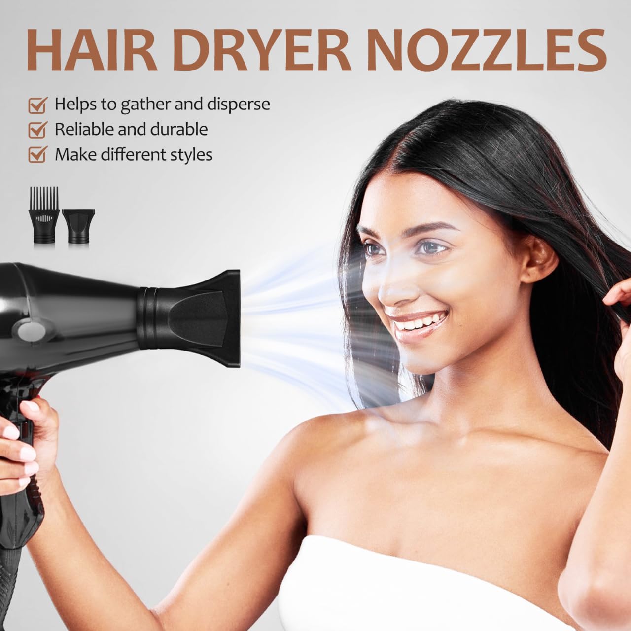 minkissy Lot de 2 buses universelles pour sèche-cheveux avec peigne diffuseur et concentrateur pour coiffer et démêler les accessoires de sèche-cheveux