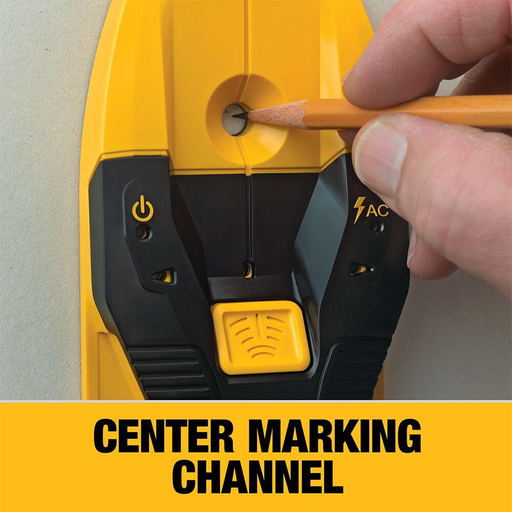 DEWALT Buscador de Pernos de 3/4 Pulgadas, localiza los Pernos de Encuadre eficientemente con Flechas LED, Ideal para Madera y Metal, Pilas AAA Incluidas (DW0100)