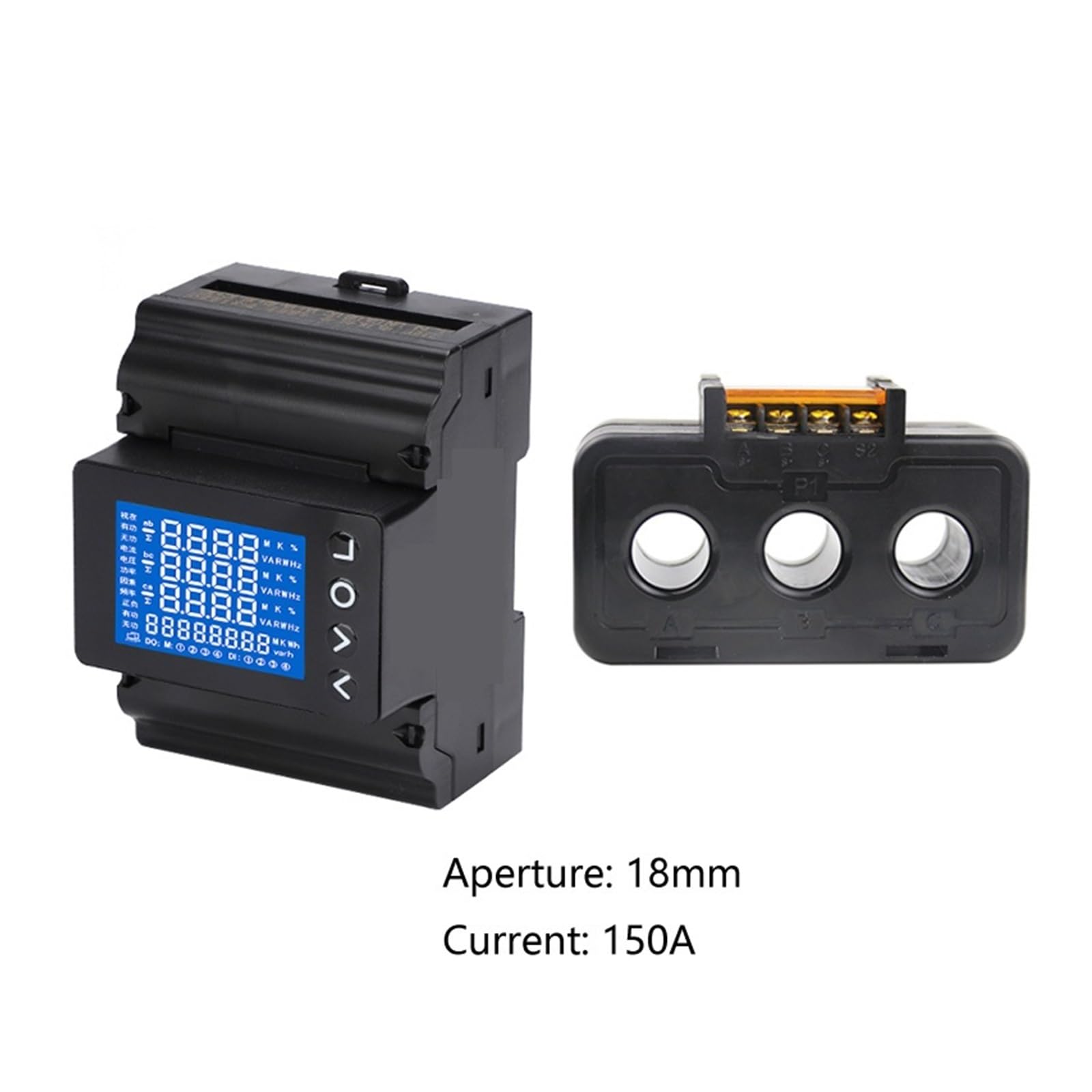 Misuratore di Potenza Digitale Watt RS485 Consumo di Corrente su Guida DIN Trifase CA 220 V(with 150A CT)