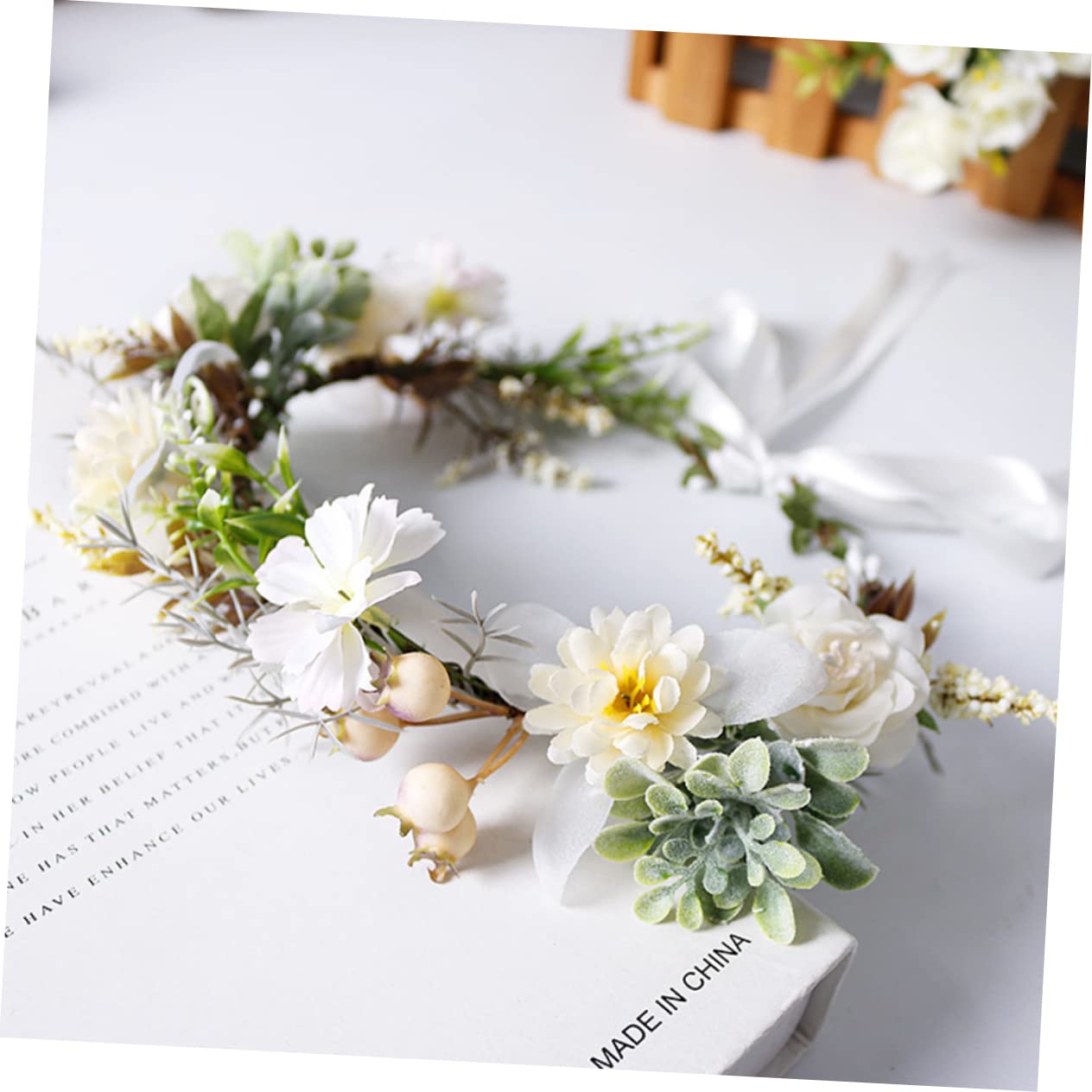 MAGICLULU 3piezas Diadema De Flores Artificiales Para Fotografía Tocado Nupcial Para Novias y Accesorio y Cómodo Para y Celebraciones