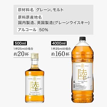 H*A様 ウイスキー　陸　4L 2本 キリン ウイスキー 陸 PURE&MELLOW 4000ml 4L 50度 富士 御殿場蒸溜所
