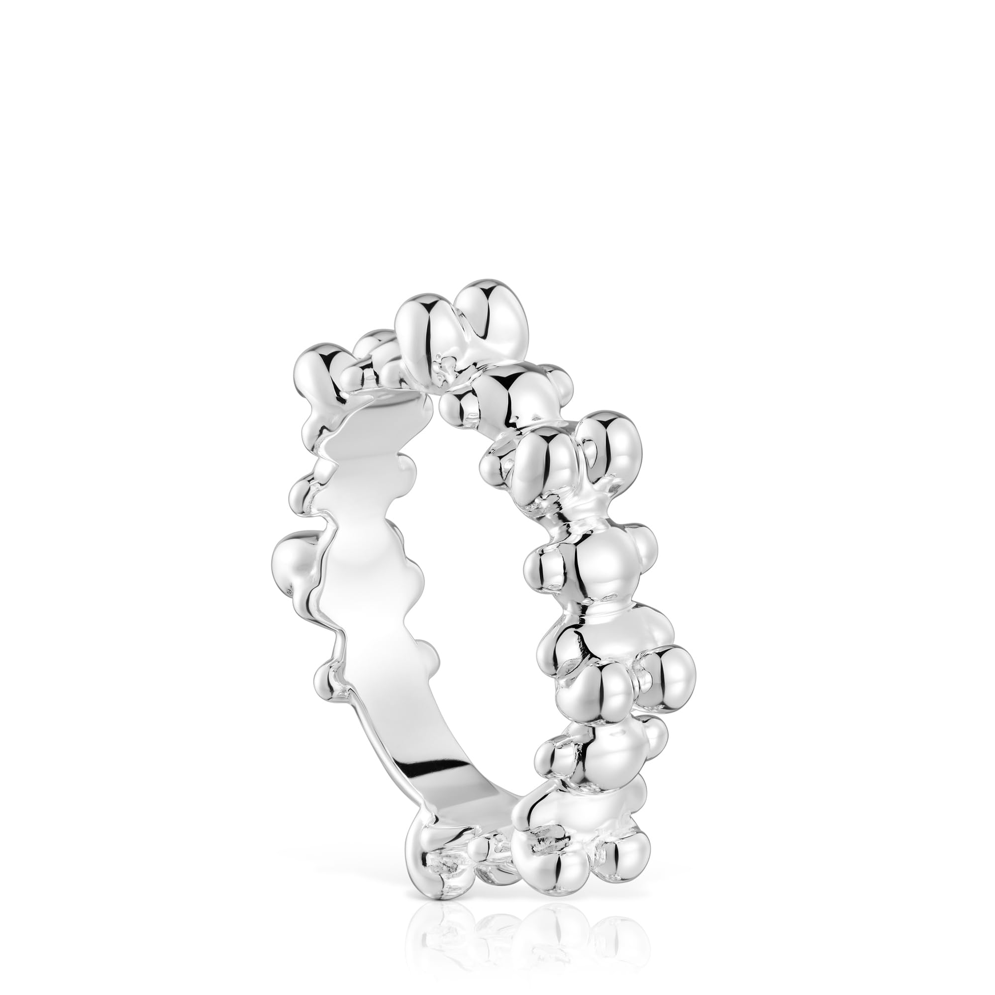 TOUS Anillo Mediano para Mujer de Plata de Primera Ley con Motivo de Oso, Talla 12, Colección Bold Bear