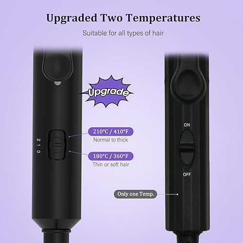 Miniatura 10 de janelove Crimpadora de cabello mejorada de 2 temperaturas ajustables, rizador de ondas de playa de 12 pulgada, rizador de cabello para cabello corto