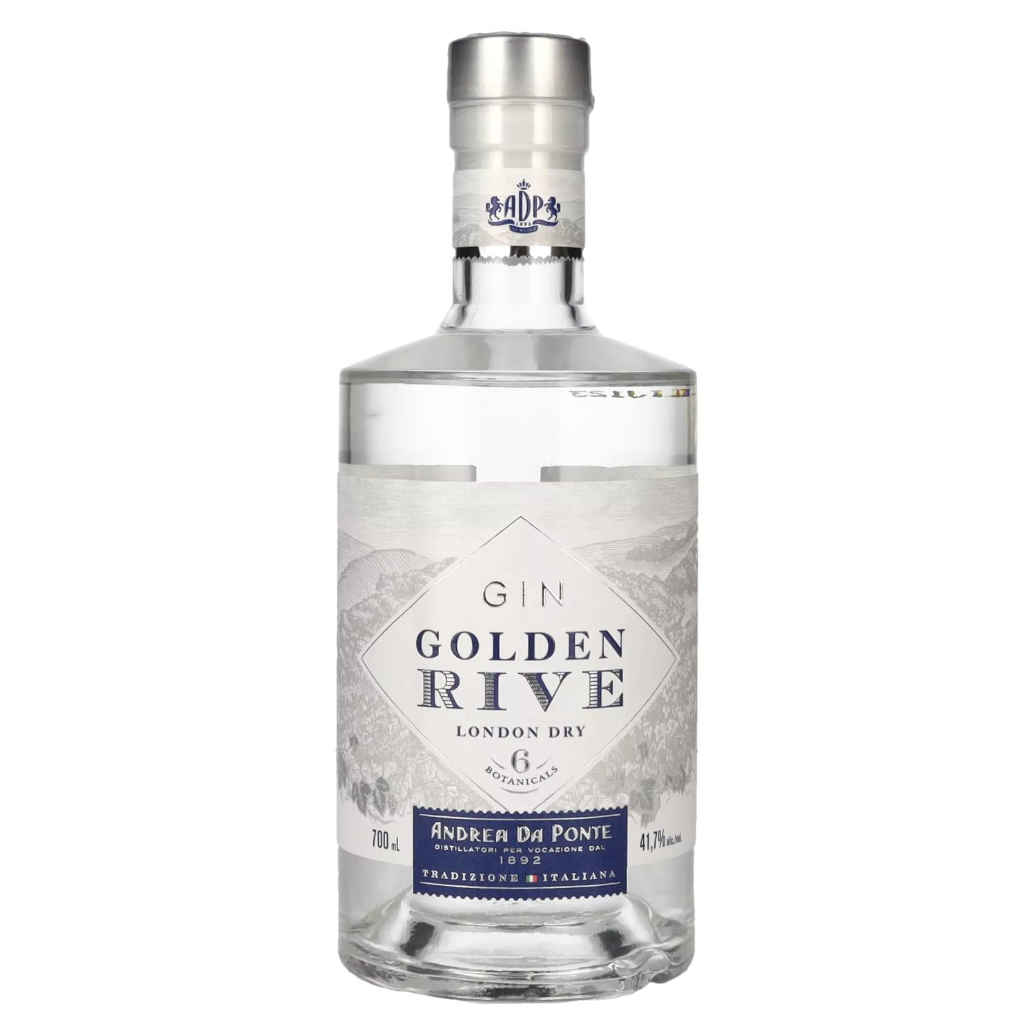 Gin London Dry, Golden Rive, Andrea da Ponte gin di 6 botaniche da 700 ml, 41,7% vol