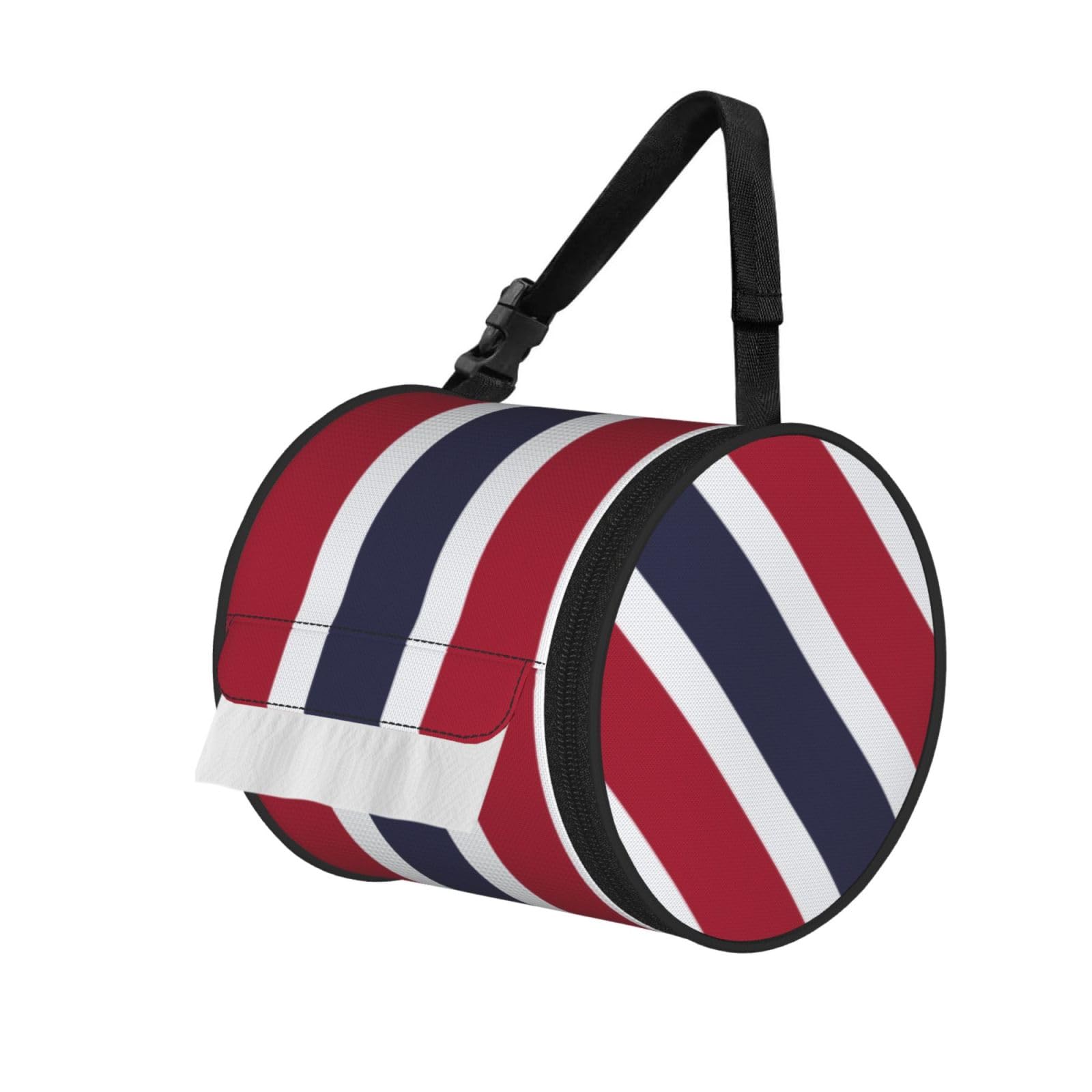 Thailand Flag Print Round Paper Tissue Holder With Shoulder Strap, Portable Roll Case For Caravan Travel Use
