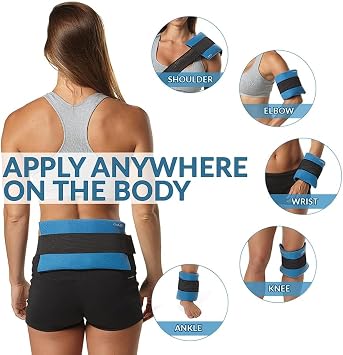 ComfiLife Ice Packs for Injuries (3 Piece Set) Reusable Hot and Cold Pack with Wrap Soft Gel Ice Packs for Back, Shoulder, Hip, Knee, Elbow, Joint Pain Relief Heat & Cold Therapy (Medium)