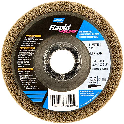 Norton Bear-Tex Rapid Finish Depressed Center Abrasive Most Aggressive Wheel, Type 27, Fiber Backing, Silicon Carbide, 4-1/2