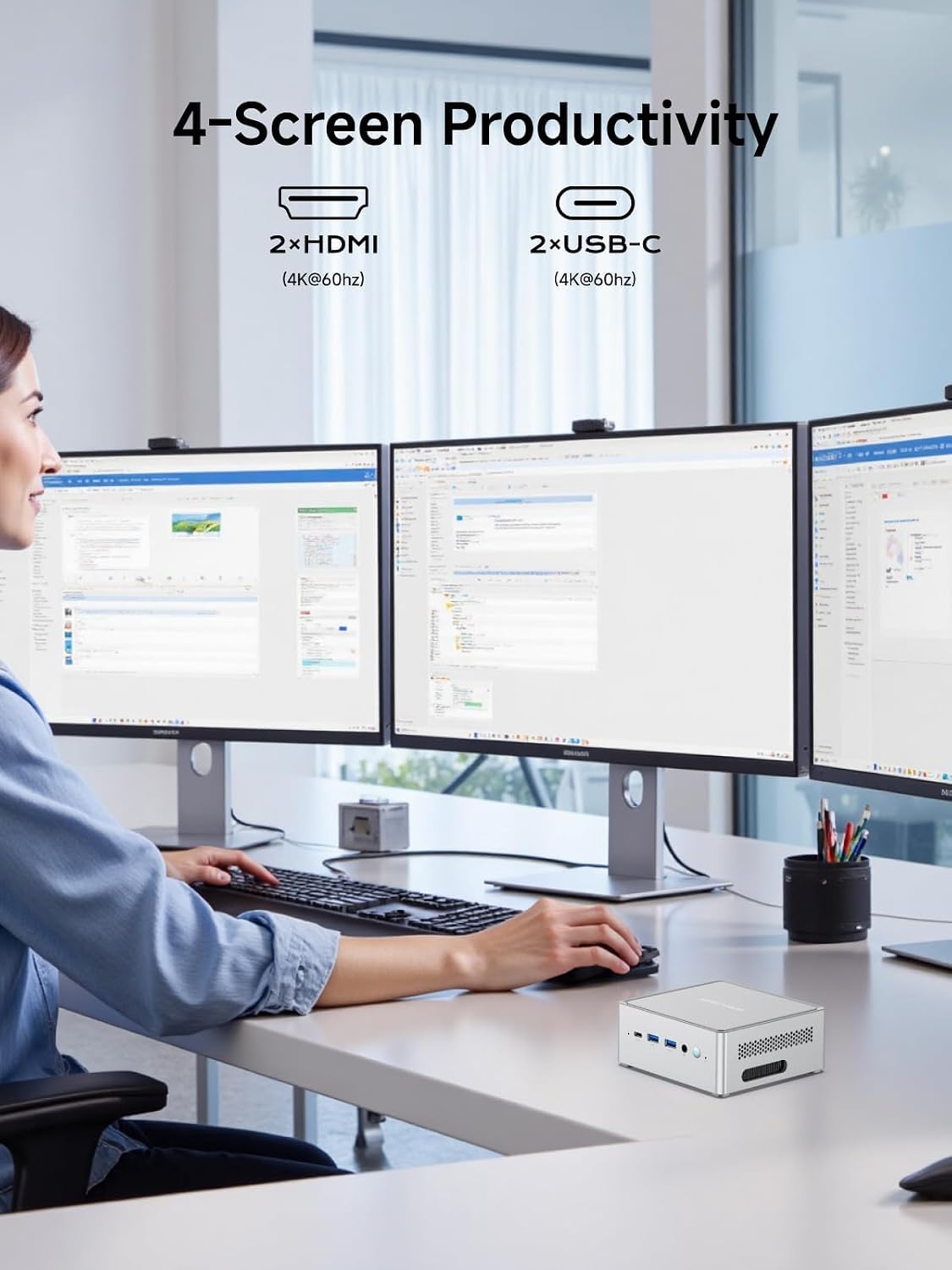 MINISFORUM Mini PC NAB9S, procesador Intel Core i9-13900HK de 14C/20T de hasta 5,4GHz y gráficos Intel Iris Xe, Barebone Sin DDR4/SSD/HDD Slot, 2X HDMI / 2X USB-C, 2,5G RJ45 LAN x 2, Wifi6E + BT5.2